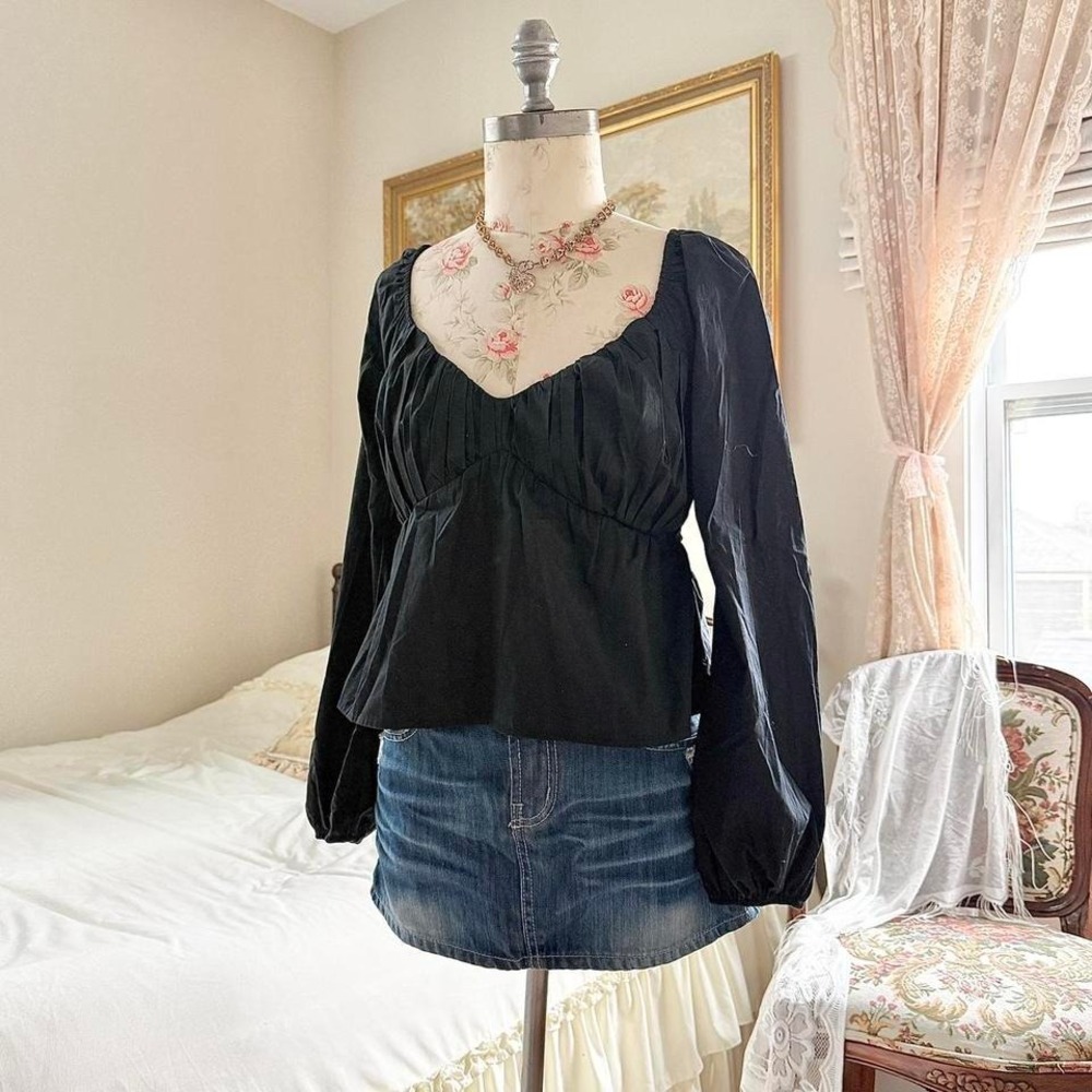y2k abercrombie & fitch black long sleeve top size medium